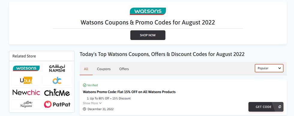 get Watsons promo code