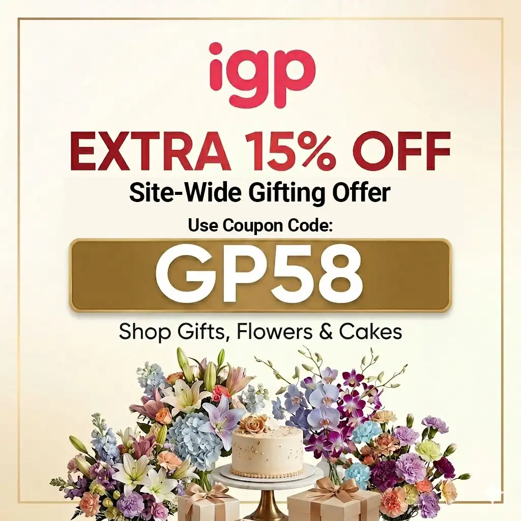 Verified IGP Discount Code UAE - Flat 15% OFF Site-wide IGP UAE Promo Code GP58 for Extra 15% OFF on Gifts, Flowers and Cakes