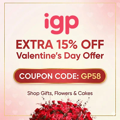 IGP UAE coupon code GP58 offering Extra 15% Off on online gifts, flowers, and cakes delivery for birthdays and anniversaries
