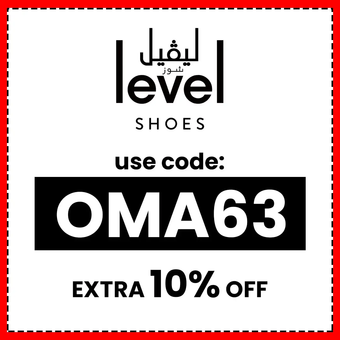 Level Shoes Sale banner offering up to 60% off luxury footwear plus an extra 10% off with levelshoes promo code OMA63