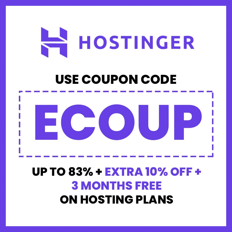Hostinger UAE Exclusive Code ECOUP - May 2026 Special Offer Exclusive Hostinger UAE coupon code ECOUP for an extra 10% discount on web hosting plans. Valid for May 2026.