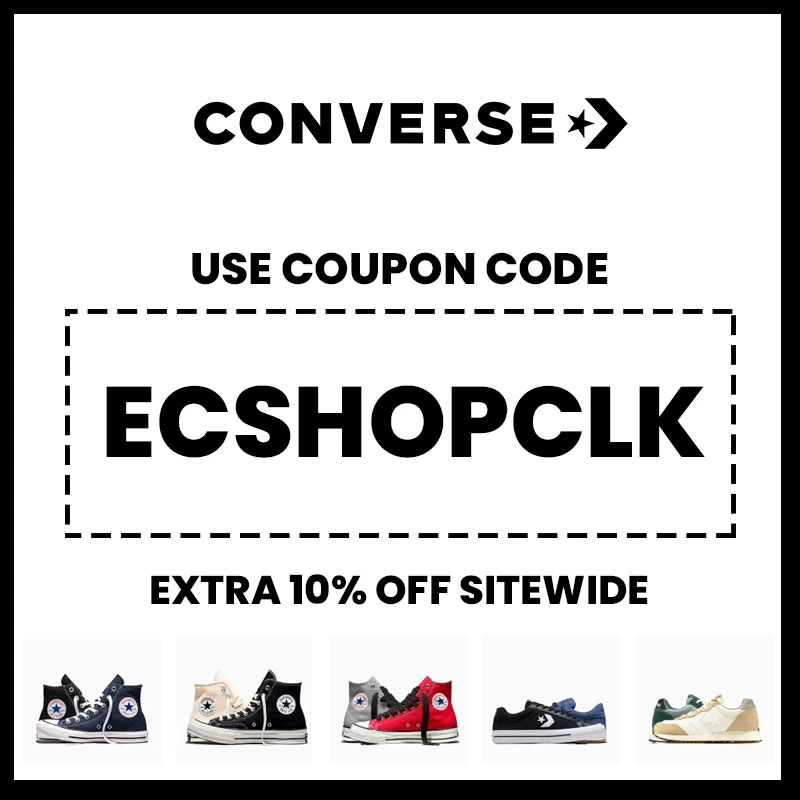 Exclusive Converse India coupon code ECSHOPCLK for flat 10% discount on shoes and apparel. Valid June 2026.